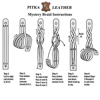 PITKA LEATHER Mixed Colors Mystery Braid Leather Bracelets Kit - 8 Leather Bracelets Braiding Ready 2 of Each Color - Made in USA