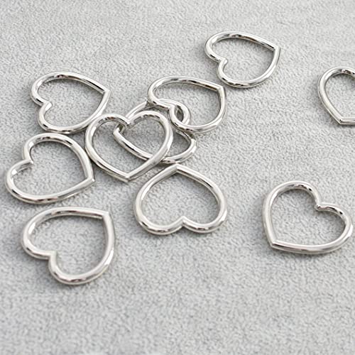 Heart Shape Metal Craft Ring Buckle,10 Pieces Heart Shape Hollow, for Punk Leather Choker Necklaces, Gothic Accessory - color: Stainless Steel