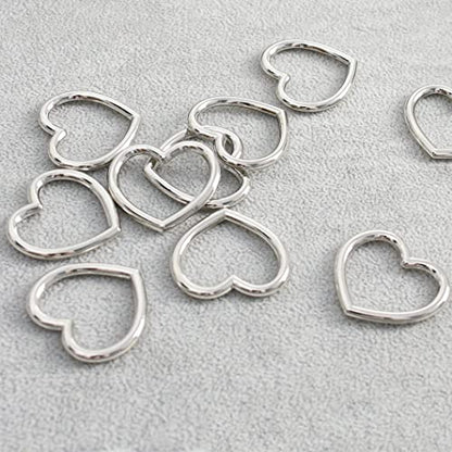 Heart Shape Metal Craft Ring Buckle,10 Pieces Heart Shape Hollow, for Punk Leather Choker Necklaces, Gothic Accessory - color: Stainless Steel
