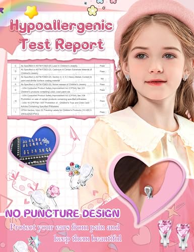 YADOCA 10 Pairs Kids Clip on Earrings for Girls Women Non Pierced | Cute Toddlers Teen Girls Clip-on Earrings Butterfly Flower Pearl CZ Heart Star Earrings Multicolored Earrings Set