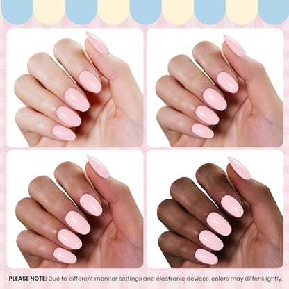Beetles Pink Gel Polish, Strawberry Milk, Light Pink Gel Nail Polish | Color-Matched Bottle Design, Soak Off UV LED, Long-Lasting Nails Art for Home DIY & Holiday - color: B - Creme Pink | Taste of Spring Strawberry Milk