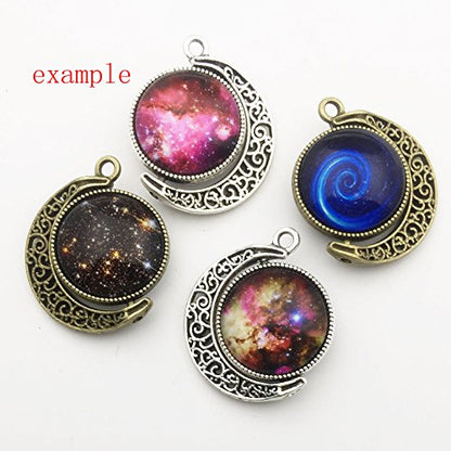 10 Sets Fit 18mm Moon Rotation Double Side Round Blank Bezel Pendant Trays Base Cabochon Settings Trays Pendant Blanks Jewelry Making DIY Findings (M133) - color: M133