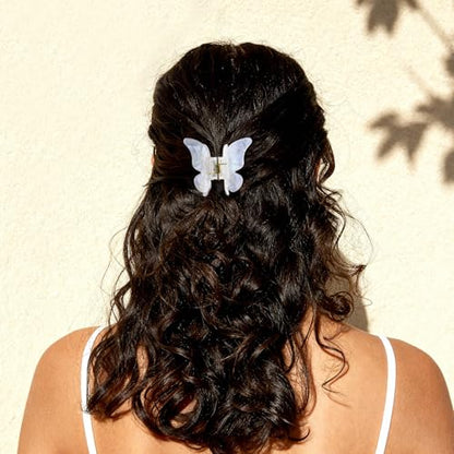 White Jelly Hair Clips 3-Pack, Large Medium & Small Claw Clips for Women, 4.5, 3.1 & 1.8 Inch Sparkly Jelly Clips for Thick and Thin Hair, Strong Hold Hair Accessories Gift Set | 3 Sizes