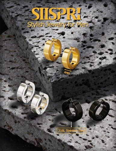 Stainless Steel Mens Womens Clip On Earrings Hoop Huggie Non-Piercing 3 Pairs - color: 1 Pairs(Silver)