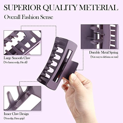 Hair Clip, 8PCS Large Colorful Square Claw Clips for Thick Thin Curly Long Hair, Strong Hold, Nonslip, Pastel Matte, 4.1 Inches, Women Girls, Gift | Banana clips, 4.3 inch, strong hold, pastel matte, 8 colors, gift set, daily use, for thick thin curly hai