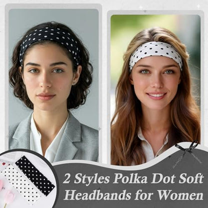 JATEBI 28 Pcs Polka Dot Hair Accessories Kit for Women Includes Fashion Headband, Elastic Band, Claw Clip, Mental Clips, Scrunchie, Ideal Polka Dot Hair Gift for Women Girls