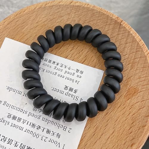 20 Pieces Traceless Spiral Hair Ties No Damage Elastics Coil Hair Ties No Crease Phone Plastic Hair Bands Spiral Bracelets Ponytail Holders for Women and Girls - Matte Black - color: Matte Black