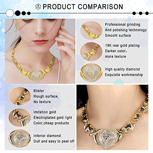 SYHOL Gold Jewelry Set 18K Gold Accessories for Women Jewelry Set Wedding Bridal Fashion Jewelry Sets Women Accessories Bracelets Earrings and Rings Sweetheart Gifts - color: Gold