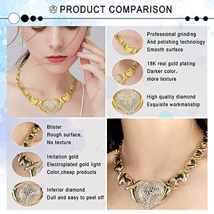 SYHOL Gold Jewelry Set 18K Gold Accessories for Women Jewelry Set Wedding Bridal Fashion Jewelry Sets Women Accessories Bracelets Earrings and Rings Sweetheart Gifts - color: Gold