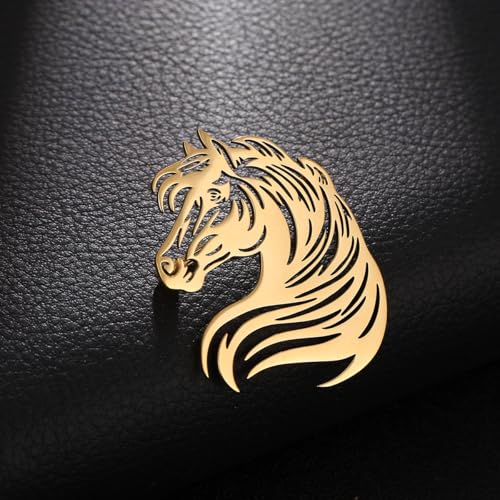 Large-sized Gold Color Phoenix Bird Brooch Wolf and Lion Brooch and Pin - style: Horse