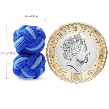 HONEY BEAR Round Silk Knot Elastic Fabric Cufflinks for Men Women 1 Pair | Wedding Business, Tarnish-Resistant, for Groomsmen, Father, Husband, Wife, Anniversary, and Formal Events - style: Blue Mix