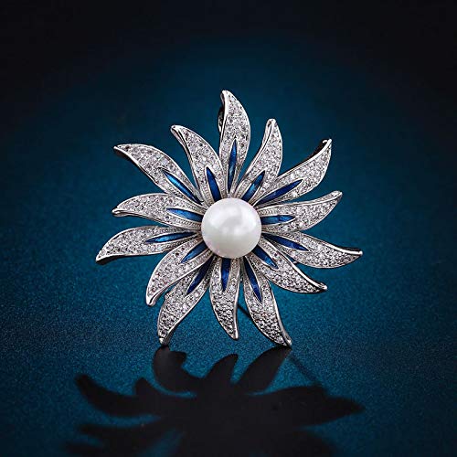 Brooch Pins for Women Girls Fashion Flower Crystal Rhinestone Pearl Jewelry - color: Color 6