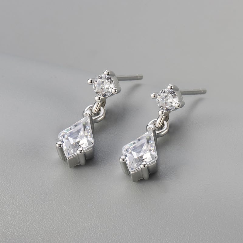 Crystal Drop Dangle Earrings Gold Silver Sparkling CZ Teardrop Earrings Elegant Lightweight Jewelry - color: Silver