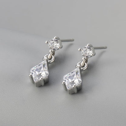 Crystal Drop Dangle Earrings Gold Silver Sparkling CZ Teardrop Earrings Elegant Lightweight Jewelry - color: Silver