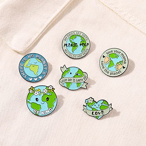 6 Pcs Cute Enamel Lapel Pins Sets Cartoon Animal Plant Fruits Foods Brooches Creative Pin Badges for Clothing Bags Backpacks Jackets Hat Accessory - color: Green
