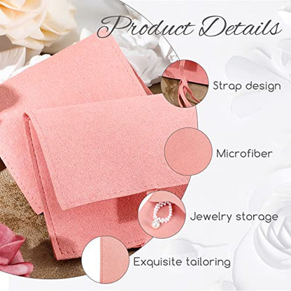 120 Pcs Microfiber Jewelry Pouch 8 x 8cm Jewelry Packaging Bag Gift Bow Tie Bracelet with Cleaning Cloth(Pink) - color: Pink