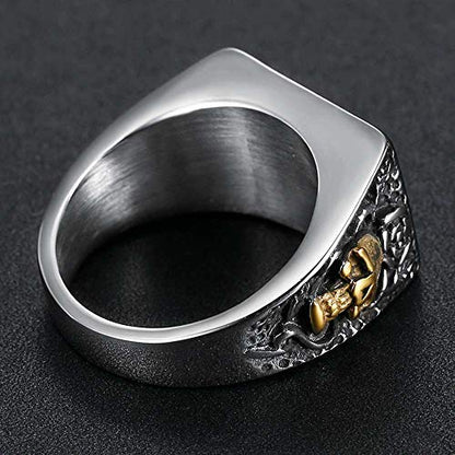 Jude Jewelers Stainless Steel Gun Military Milita Army Western Cowboy Signet Style Biker Ring - color: Gold