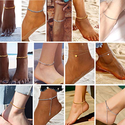 PROSTEEL Ankle Bracelets for Women, Silver/Gold/Black, Waterproof Anklets | Waterproof, Stainless Steel, Summer Beach Jewelry, Durable & No Tarnish, Come with Gift Box, 8-10.5" Adjustable, Plus Size - color: B: silver-cuban chain-4.8mm