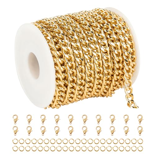 YOUBEIYEE 10 Meters Gold Cuban Link Chain Men and Women Hip Pop Necklace Choker Aluminum Chain for Jewelry Making Jewelry Supplies - color: 6.7x9.4mm-Gold