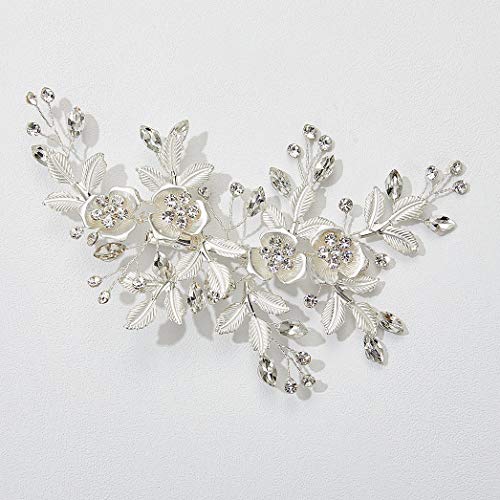 SWEETV Silver Rhinestone Bridal Hair Comb for Wedding, Hair Accessory Headpiece for Women, 1 Count | Silver Rhinestone Hair Accessories for Women Bridal Hair Accessories, Wedding Hair Accessories Bride Hair Clip for Bridesmaid - color: 2.Silver
