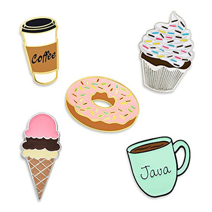 PinMart's Sweet Tooth Dessert and Coffee Enamel Lapel Pin Set