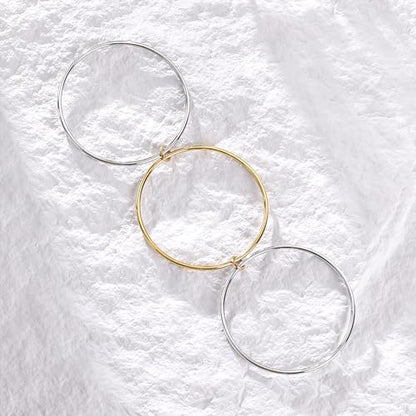 Stackable Bangles Bracelets for Women Two Tone Bracelet Stack | Stainless Steel Non Tarnish Gold and Silver Bracelet Set Mixed Metal Triple Interlocked Bangle Bracelets - size: Small