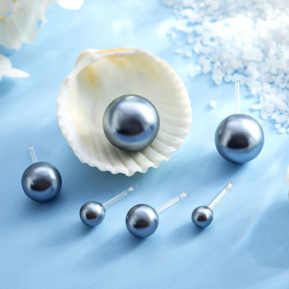 6mm & 8mm Faux Pearl Stud Earrings for Women Sensitive Ears – Hypoallergenic Plastic Earrings for Surgery, Lightweight Metal-Free Resin Earrings, Comfort Daily Wedding Birthday Gift - color: Sophisticated Grey