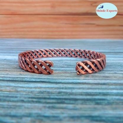 SHINDE EXPORTS pure copper bracelets cuf kada bangle for men and women - style: twisted 25gms