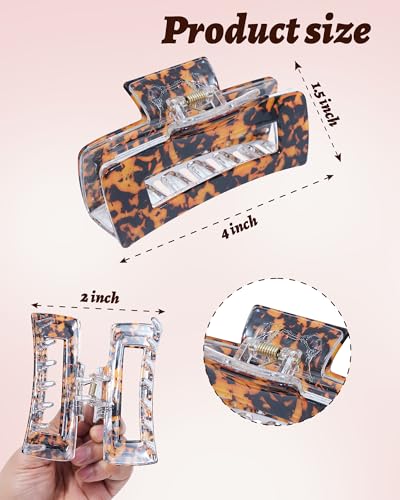 4PCS Large Claw Clips for Thick Hair, Large Acrylic Hair Clips | Modern Marble Geometric Design, Non-Slip Secure Hold for Long Hair, Buns, Updos and Everyday Styling - color: White + Tie-dye