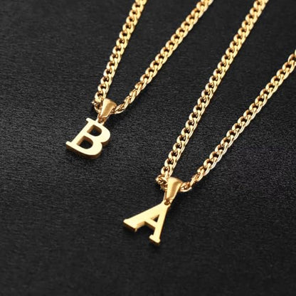 Gold Plated Initial Necklace for Men Letter Pendant Cuban Link Chain | Stainless Steel 4mm 20 Inch Chain Non Tarnish 14K A-Z Capital Name Charm Custom Jewelry Gift - color: R