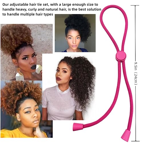 6 Pcs Adjustable Thick Hair Ties, Large Ponytail Holders for Natural Hair, Buns, Locs, Dreads, Curly & Afro Hair/Puffs - 3 Colors Hair Bracelet Bulk - color: Multicolor