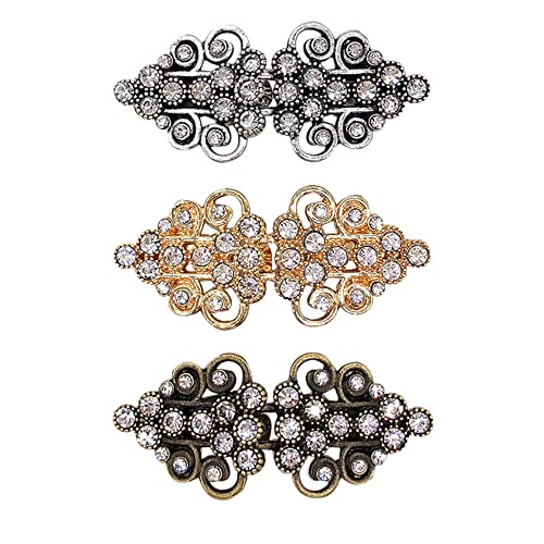 3pcs women's Vintage diamond Cardigan Collar Clip Shawl cape buckle Can be used as dress tightening clip sweater accessories - color: C