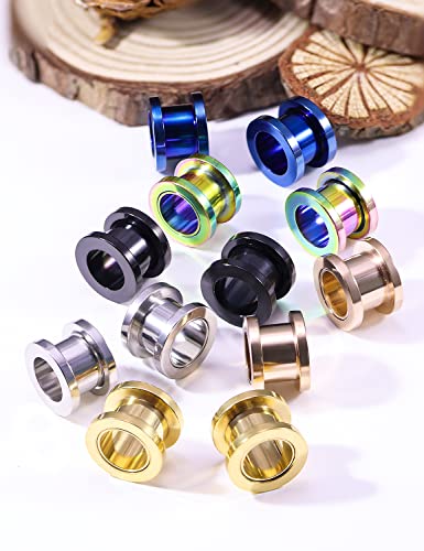 Vsnnsns 14G 12G 8G 6G 4G 2G 0G 00G Stainless Steel Ear Tunnels Screw Fit Ear Plugs Tunnels Gauges Set 1.6MM 2MM 3MM 4MM 5MM 6MM 8MM 10MM - color: 00G-10mm