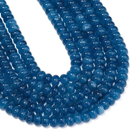Songxi 5x8mm Natural Deep Blue Chalcedony Stone Rondelle Beads, 75PCS Spacer Round Loose Abacus Beads for Jewelry Making, Gemstone for Bracelet Necklace Earrings, Arts and Crafts - color: Deep Blue Chalcedony