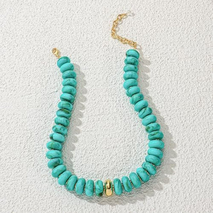 Chunky Colorful Bead Necklace Summer Fashion Statement Boho Beaded Chunky Necklace for Women Adjustable Length Lightweight Cool Suitable for Beach Vacation Daily Wear & Summer Parties - color: Turquoise