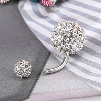 ZS Pretty Belly Button Ring with Gradual Color Crystal Fervid Ball Navel Ring for Women - color: White