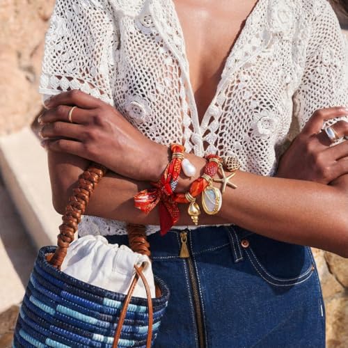 CLASSYZINT Scarf Necklace with Charms Heart Choker Necklace Shell Necklace Bandana Necklac Statement Choker Jewelry - color: Orange