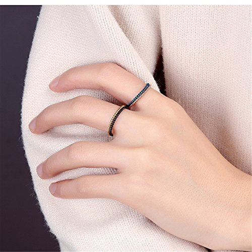 Women's Stainless Steel 1.1mm Rope Thin Wedding Ring Silver Rose Gold Plated Size 4 to 9 - color: 1.5mm, Black