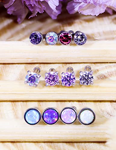 18G 20G 22G Nose Rings Studs 316L Surgical Steel Straight Screw L Shaped Nose Studs for Women Men CZ Opal Size 1.5mm 2mm 2.5mm 3mm - color: 22G-Straight-Opal/CZ 2mm