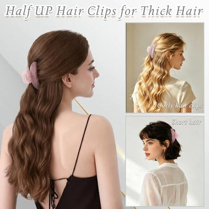 4.3 Inch Large Claw Clip for Thin Hair & Thick Half Ups, Cute Acetate French Hair Clips for Women, Non-Slip Secure Updos & Chic Daily Styles, Pink - color: Pink