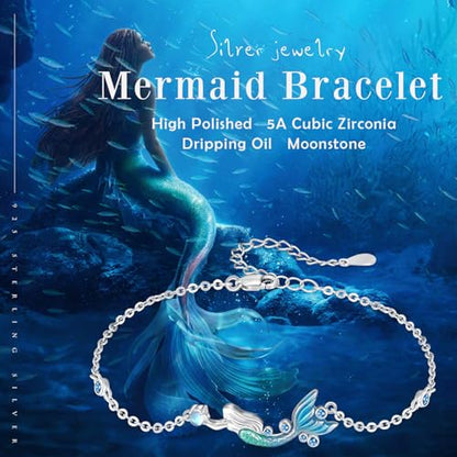 925 Sterling Silver Bohemia Hawaiian Beach Mermaid Floral Bracelet Birthday Graduation Gifts for Women with Gifts Box - style: 11A-Mermaid