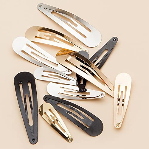 Clips for Hair 40 Pcs 2.75 Inch Metal Barrettes Large Black Snap Hair Clips | 7cm big snap clips for women girls 40 pack black hairpins diy craft hair accessory - color: Black