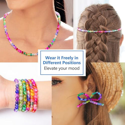 XSEINO About 144 Colors 1200PCS 6mm Glass Beads Bracelet Making Set, 6 Styles of Mixed Crack Beads for Bracelets, Jewelry, and DIY Making - color: Mixed Crackle Beads