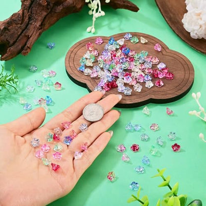 160Pcs Crystal Glass Flower Beads Bulk Bead Caps for Jewelry Making Cute Floral Trumpet Glass Beads for Jewelry Making Bracelet Earring Charms Handmade Earring Crafts Supplies - color: Glass-Trumpet