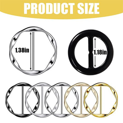 10PCS Silk Scarf Ring Clip T-shirt Tie Clips for Women Fashion Waist Buckle for Shirts Clothing Silver Zinc Alloy Plastic Clothing Ring Wrap Holder with 1 Exquisite Box