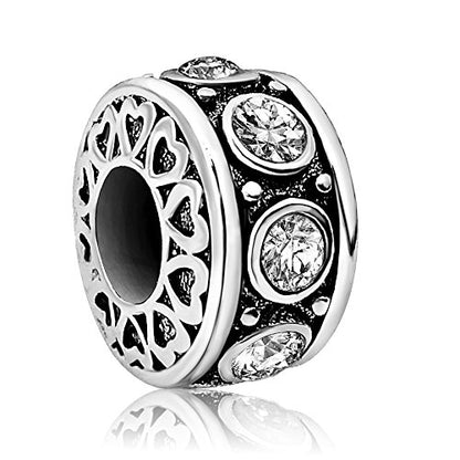 Birthstone Birthday Compatible With Pandora Charms Bracelet | Heart, Birthstone, Birthday Cake, Womens Bead Charms for Bracelets, Christmas Jewelry - style: April Birthstone