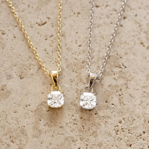 Dainty Silver Gold Necklaces for Women Cute Station Choker Simulated Diamond Necklace Simple Layering CZ Necklace Trendy Jewelry Gifts - color: Silver, style: Square