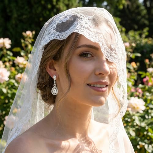 Silver Diamond Dangle Earrings for Women with Teardrop Crystal Rhinestone Drop Dangling Wedding Earring