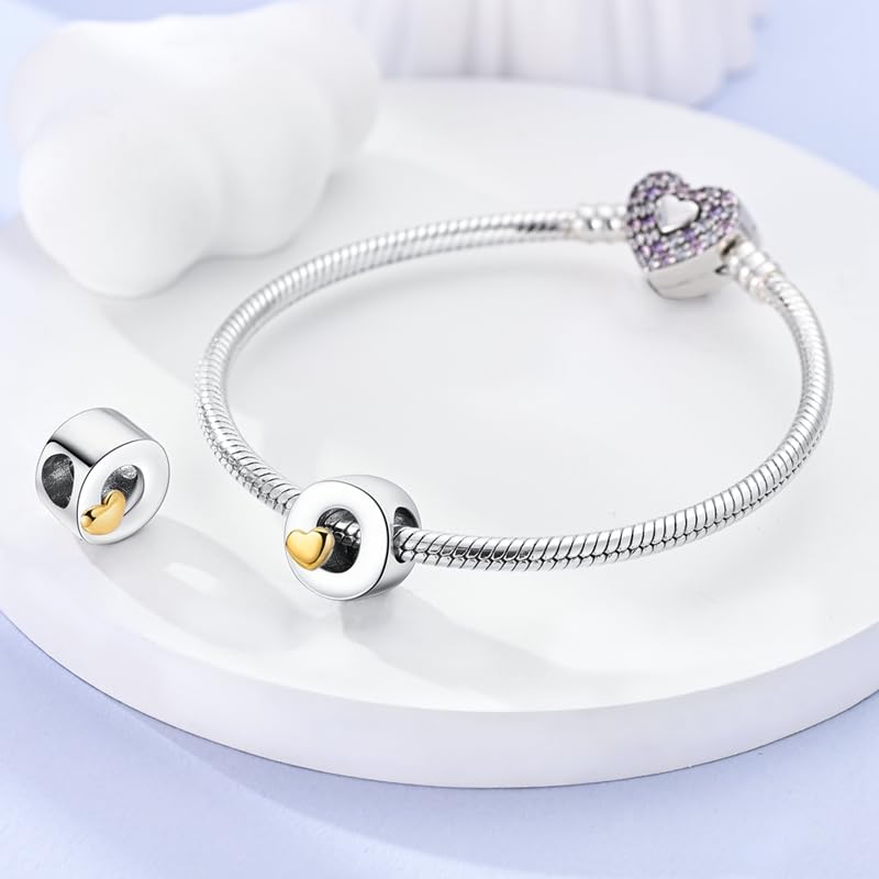 Women 925 Sterling Silver Charms A-Z Heart Letters Beads Pendant for Bracelets Women Fit Pandora Bracelets Hypoallergenic Beads - color: O