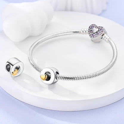 Women 925 Sterling Silver Charms A-Z Heart Letters Beads Pendant for Bracelets Women Fit Pandora Bracelets Hypoallergenic Beads - color: O